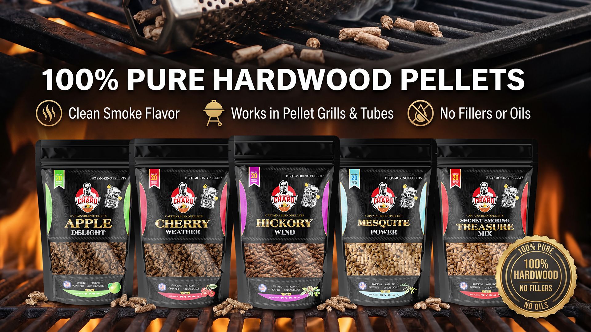 Captains CharcQ Pure Hardwood Pellets